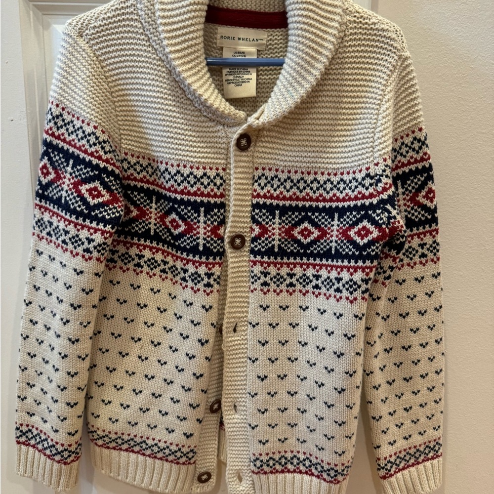 Men's Cream and Blue Sweater
